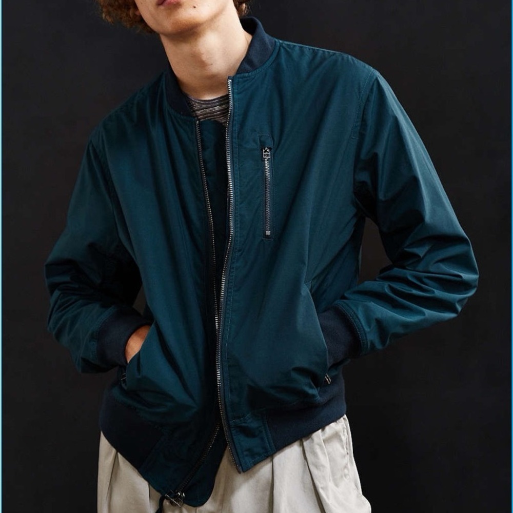 UO Urban Outfitters Teal Bomber Jacket with Zipper Detailing
